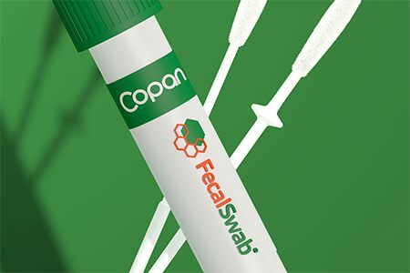 Copan FecalSwab™ modified Cary-Blair transport tubes with green caps
